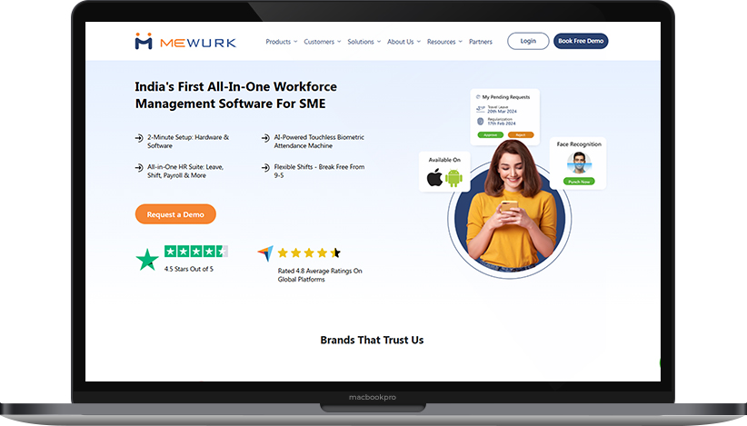 Mewurk dashboard mockup - best attendance management software in India