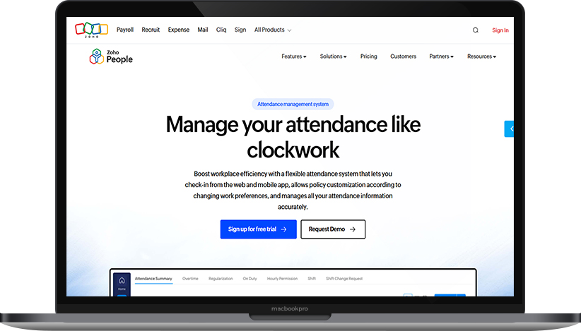 Zoho People HR dashboard – best attendance management software for Indian businesses