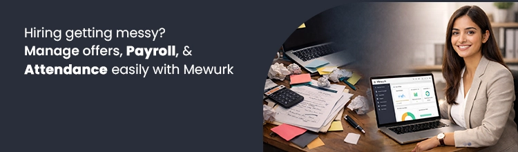 CTA banner to manage offers, payroll and attendance with Mewurk