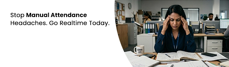 HR manager switching from manual attendance to real-time attendance software dashboard