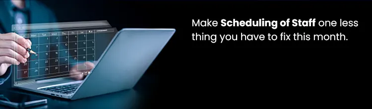 Banner promoting Mewurk as a reliable tool for efficient scheduling of staff