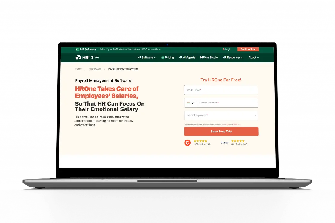 home page of HROne as the best payroll software in gujarat​ for small businesses