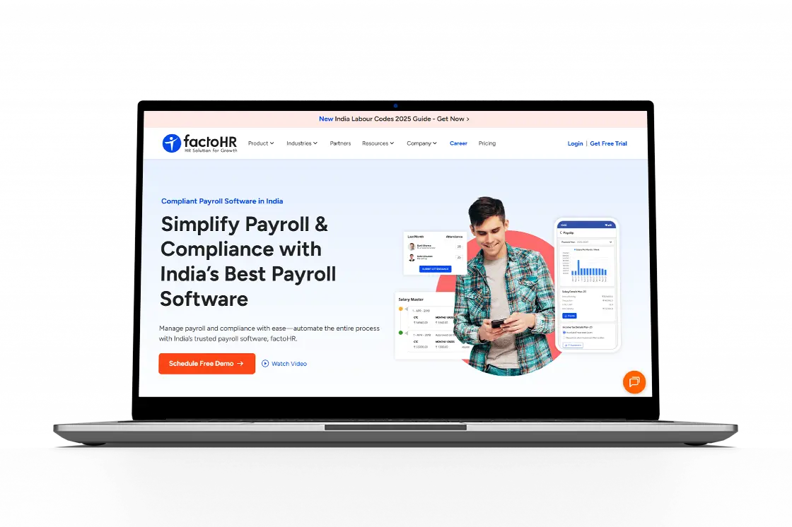 home page of FactoHR to be the payroll system Gujarat choice​ for customers