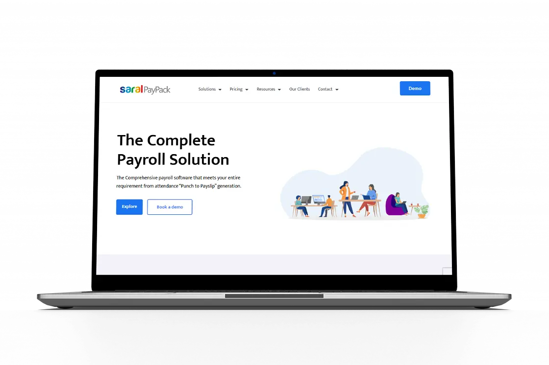 home page of Saral PayPack as reliable payroll system Gujarat for businesses