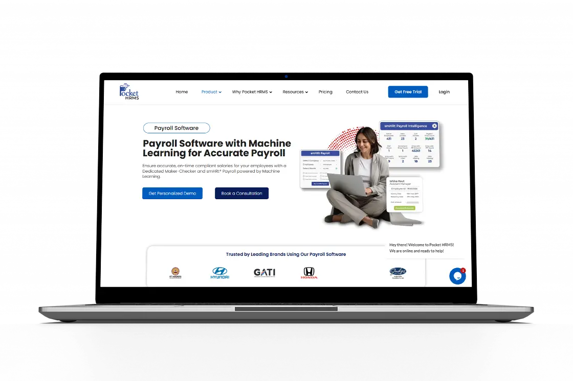 home page of Pocket HRMS as a reliable gujarat payroll system​