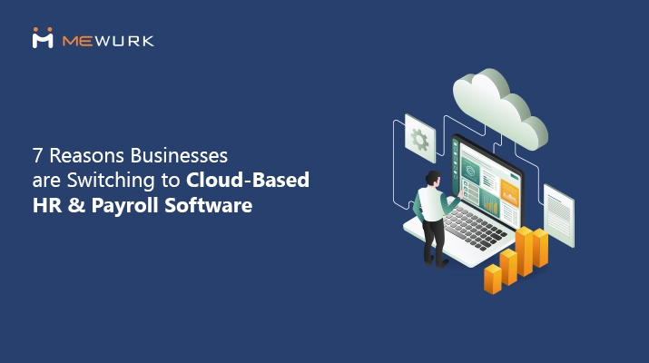 Cloud based HR and payroll software dashboard showing employee data, payroll processing, and attendance analytics