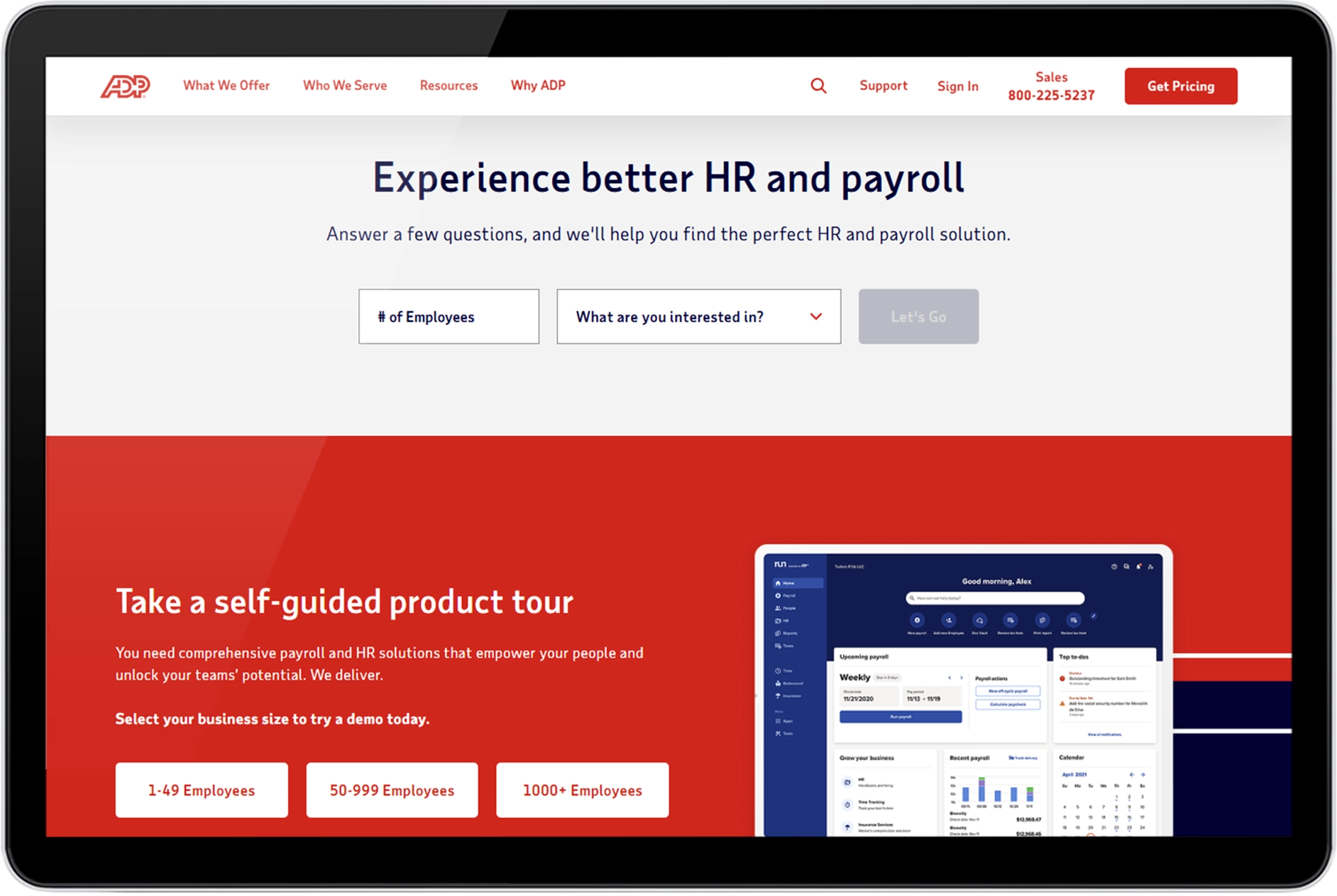 ADP HR automation software home page