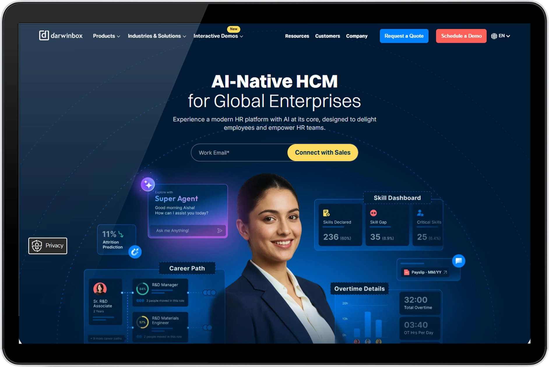 Darwinbox HR automation software home page