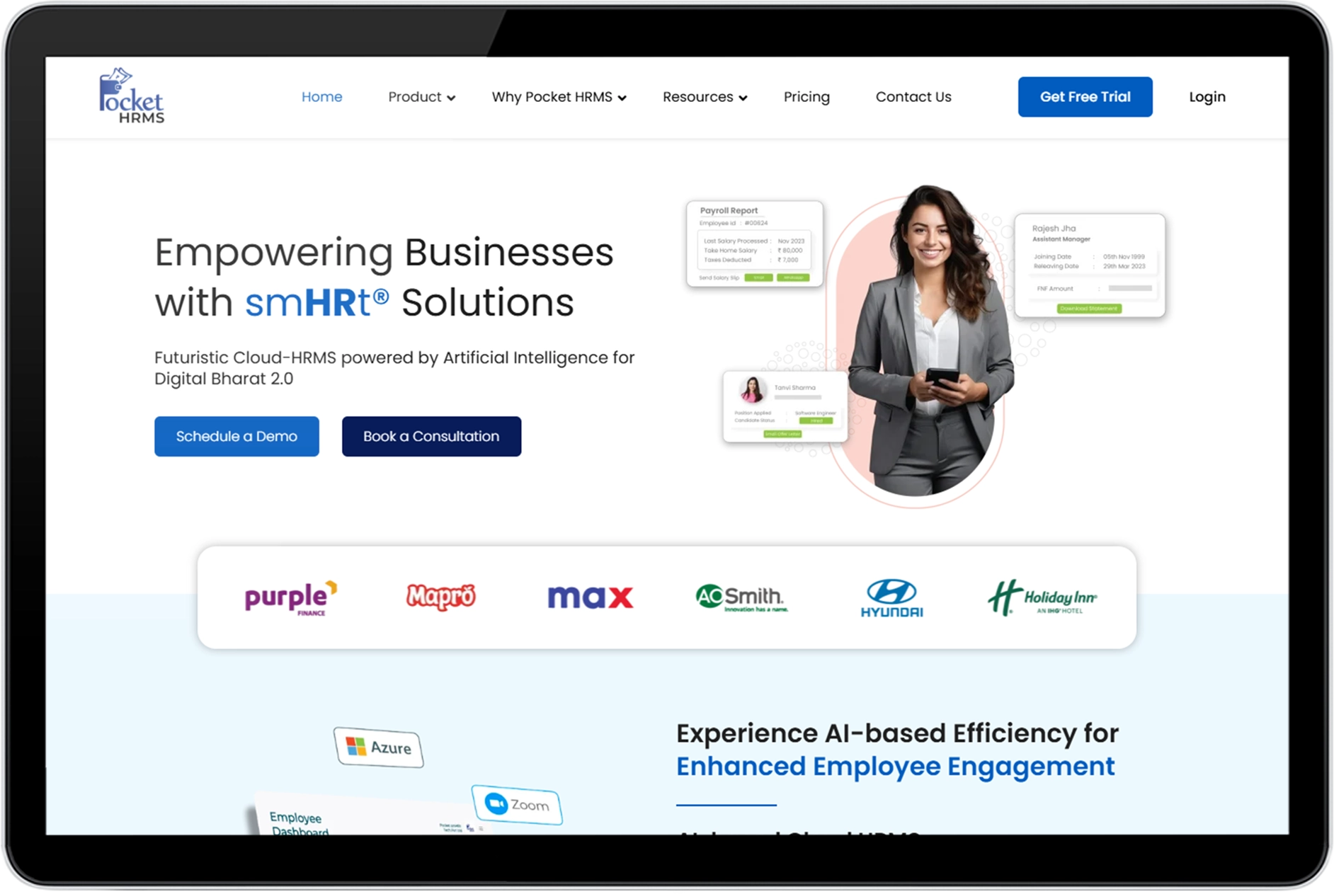 Pocket HRMS automation software home page
