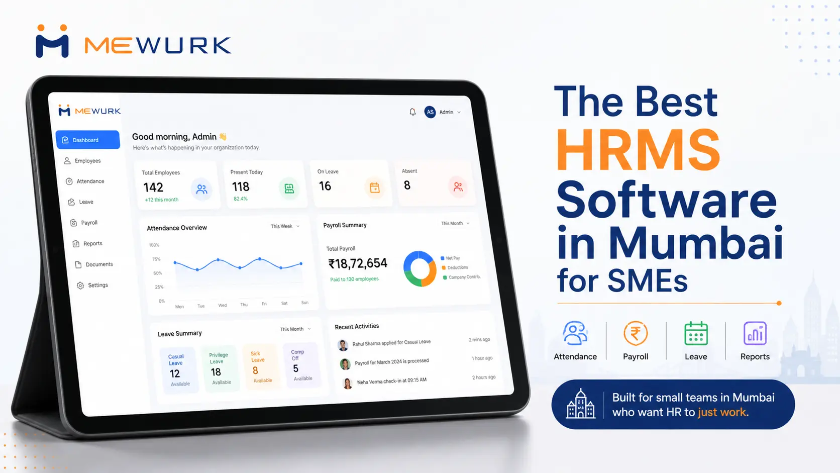 Mewurk presented as the best HRMS software in Mumbai for small teams