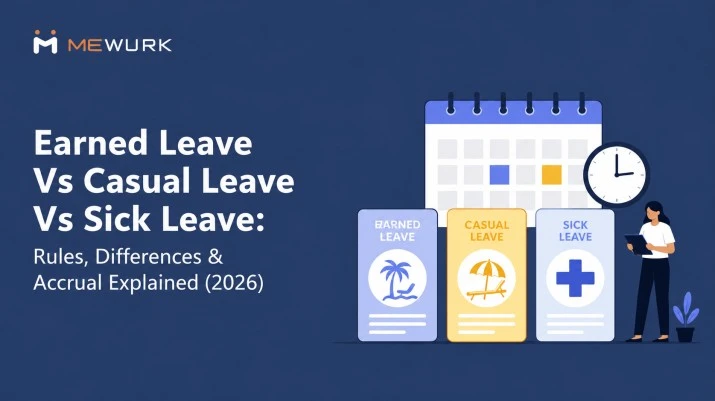 Illustration comparing earned leave vs casual leave vs sick leave in India