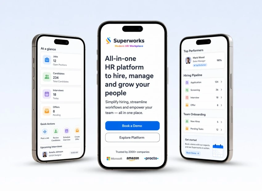 Super HRMS mobile attendance app dashboard view