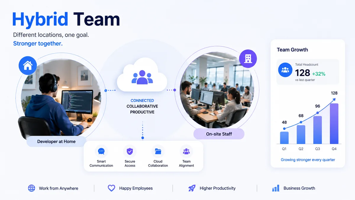Hybrid Pune SME team showing remote and on-site staff