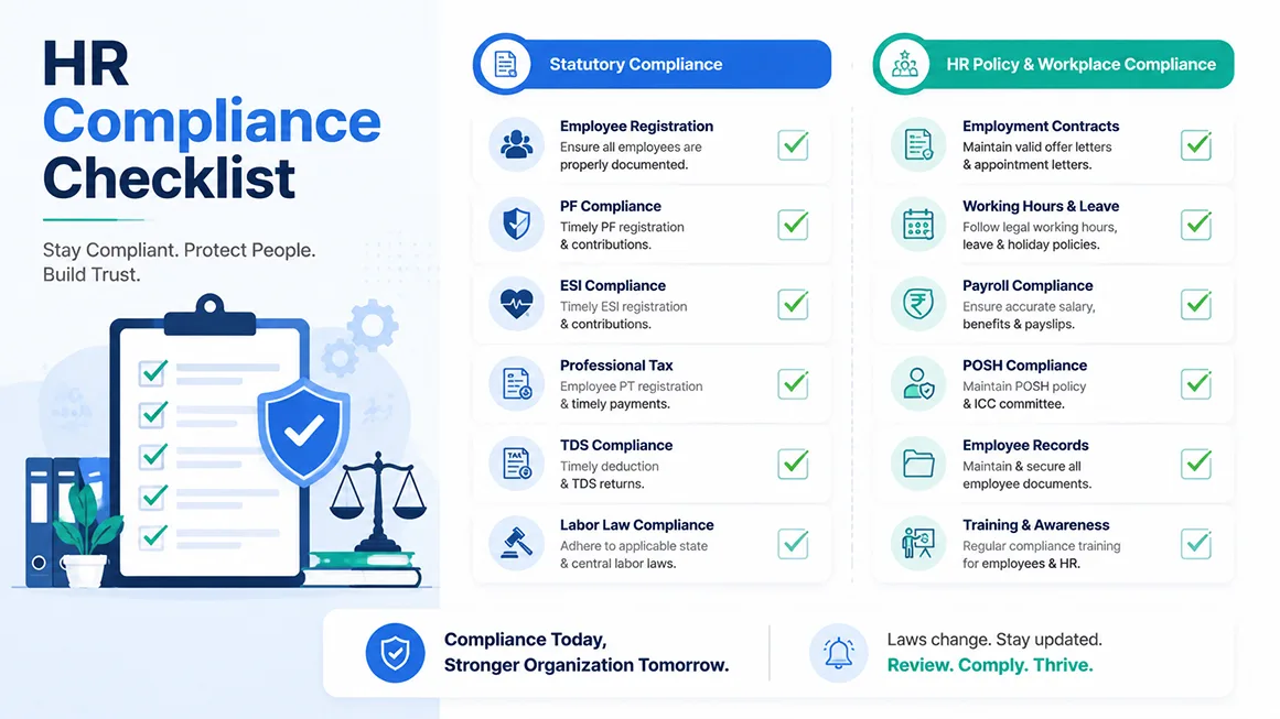 employee rights during probation PF ESIC leave compliance checklist