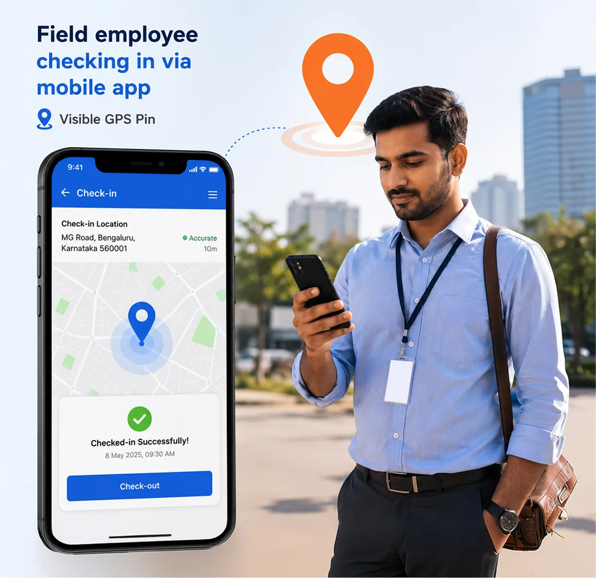 Mobile GPS attendance check-in for field and remote employees