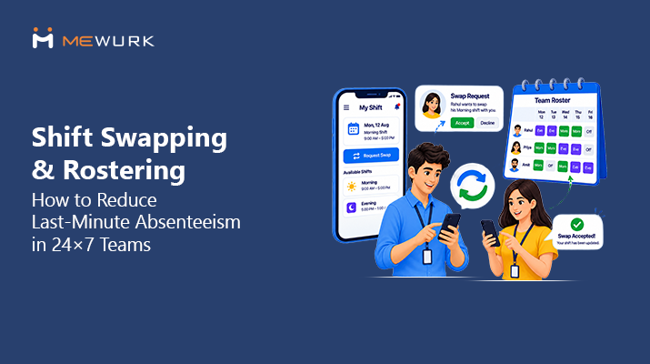 Employee shift swapping and roster management for 24×7 teams