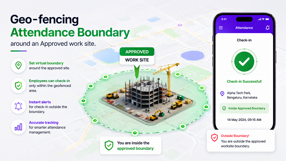 geofencing attendance boundary around an approved work site