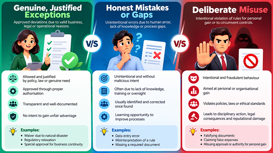 Three categories of out-of-policy expense claims: genuine, mistake, misuse