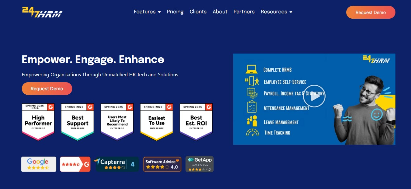 247HRM homepage - best cloud-based HR software