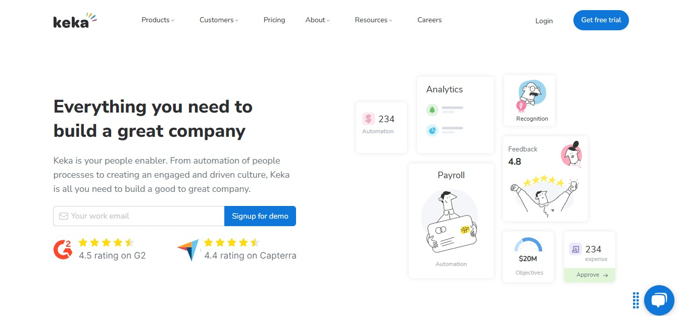 keka homepage - best cloud-based HR software