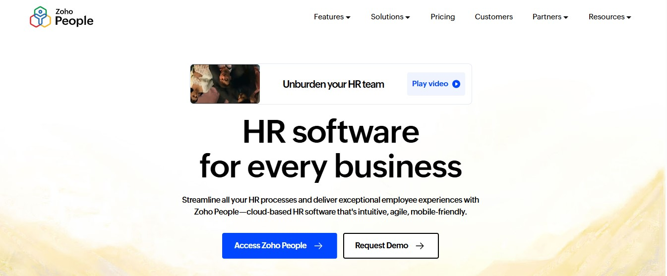 zoho people homepage - best cloud-based HR software
