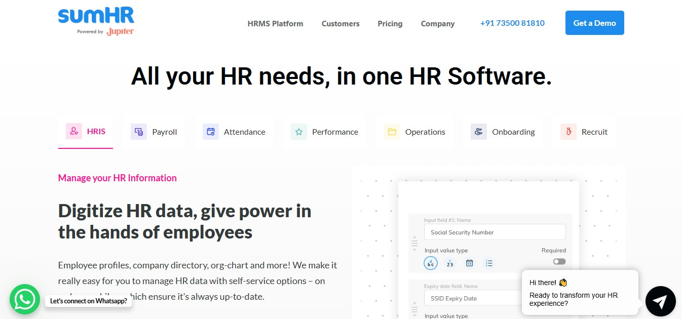 SumHR homepage - best cloud-based HR software