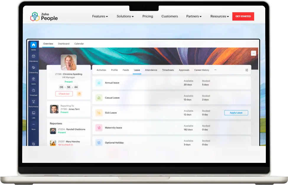 Zoho leave management system