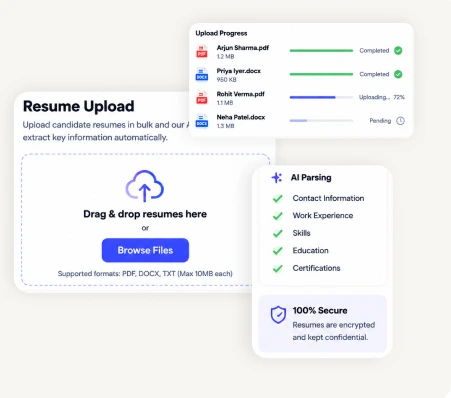 Resume Upload candidate dashboard mockup