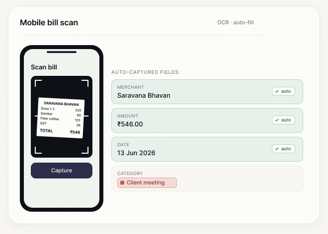 Mobile expense capture and scanning