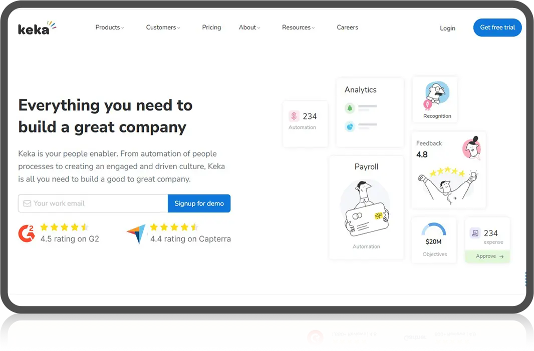 Keka homepage – best workforce management software for small businesses